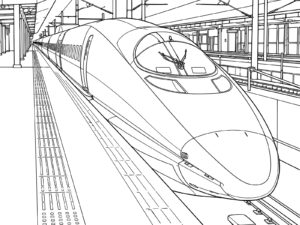 新幹線 500系の無料塗り絵イラスト（知育・高齢者レク用）