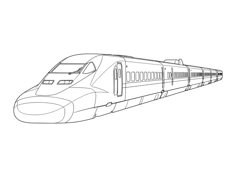 新幹線 700系の無料塗り絵イラスト（知育・高齢者レク用）