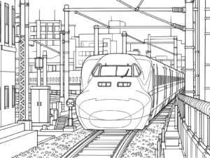 新幹線 700系の無料塗り絵イラスト（知育・高齢者レク用）