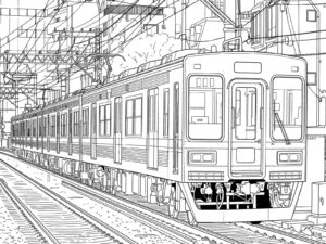 芝山鉄道3500形の無料塗り絵イラスト（知育・高齢者レク用）