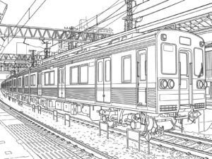 芝山鉄道の無料塗り絵イラスト（知育・高齢者レク用）