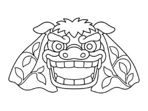 獅子頭の無料塗り絵イラスト（知育・高齢者レク用）