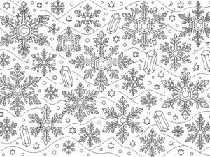 雪の結晶の無料塗り絵イラスト（知育・高齢者レク用）