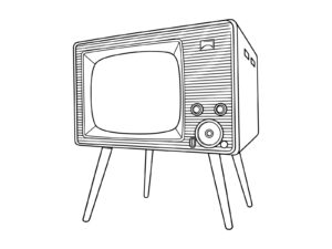 Free printable Old-fashioned TV with legs coloring page