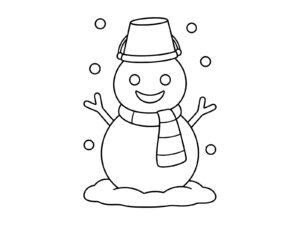 雪だるまの無料塗り絵イラスト（知育・高齢者レク用）